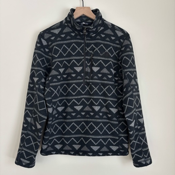 The North Face  Gordon Lyons 1/4 Zip Fleece Jacket Black Aztec S - Picture 1 of 10